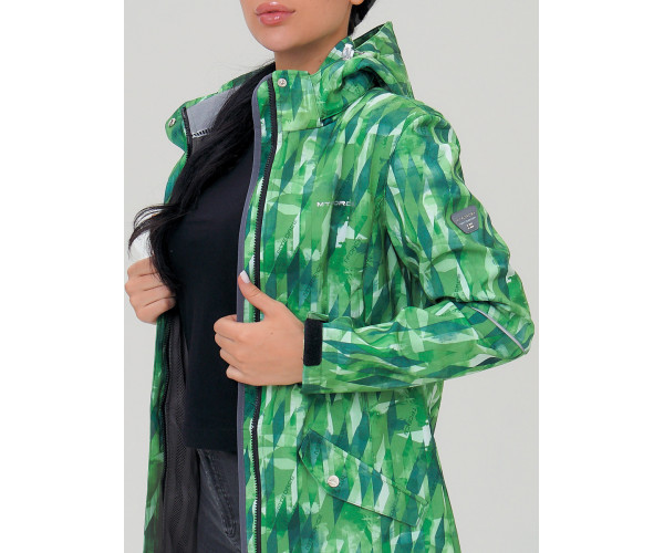 Женская осенняя весенняя парка softshell зеленого цвета 19221Z