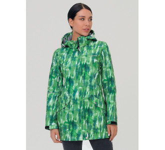 Женская осенняя весенняя парка softshell зеленого цвета 19221Z