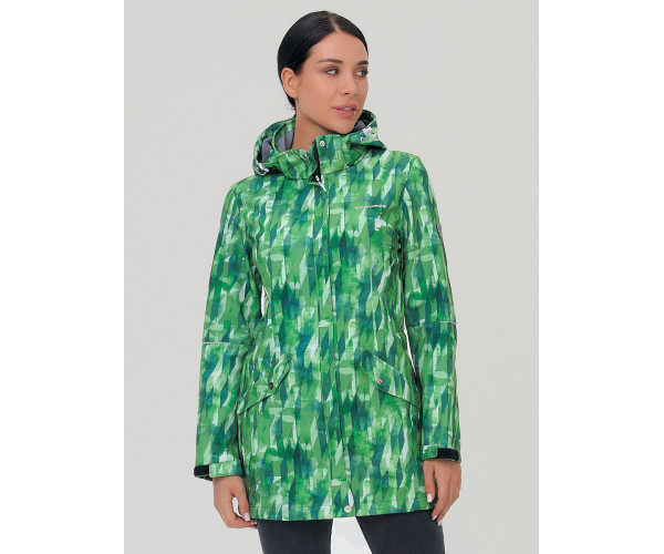 Женская осенняя весенняя парка softshell зеленого цвета 19221Z