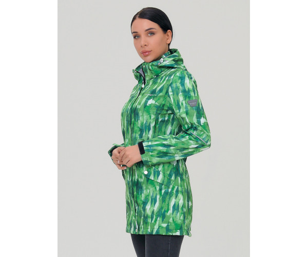 Женская осенняя весенняя парка softshell зеленого цвета 19221Z