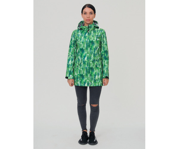Женская осенняя весенняя парка softshell зеленого цвета 19221Z