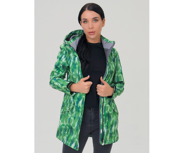Женская осенняя весенняя парка softshell зеленого цвета 19221Z