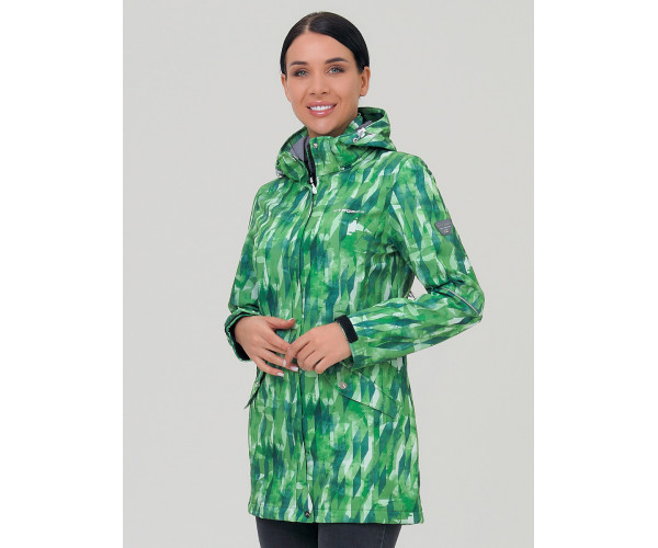 Женская осенняя весенняя парка softshell зеленого цвета 19221Z