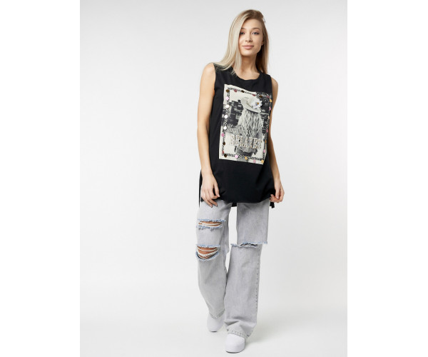 Футболка без рукавов женская черного цвета 8204Ch