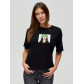 Женские футболки с принтом черного цвета 50003Ch