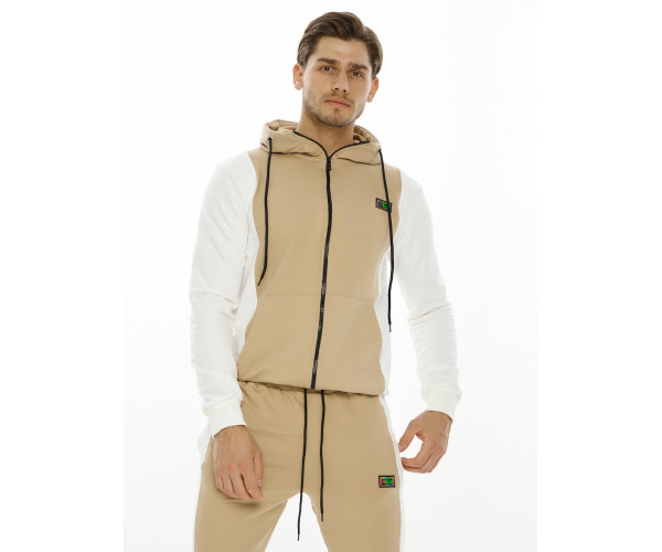 Спортивный костюм трикотажный бежевого цвета 9154B