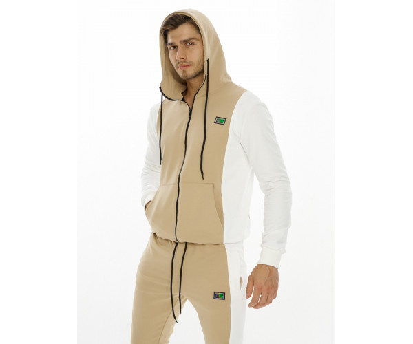 Спортивный костюм трикотажный бежевого цвета 9154B
