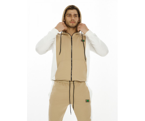 Спортивный костюм трикотажный бежевого цвета 9154B