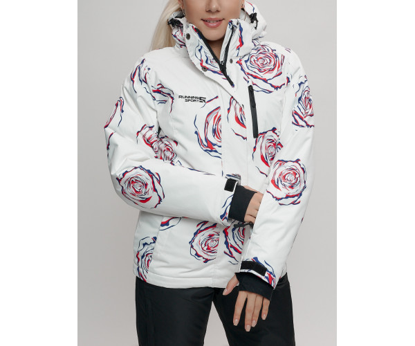 Горнолыжный костюм женский белого цвета 7080Bl