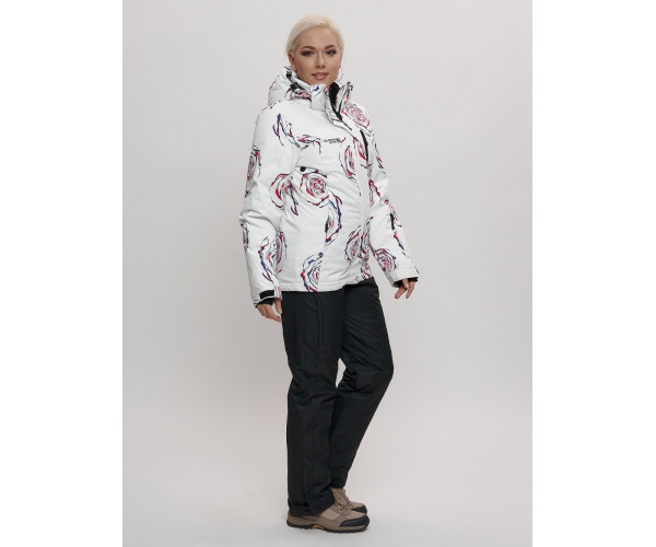 Горнолыжный костюм женский белого цвета 7080Bl