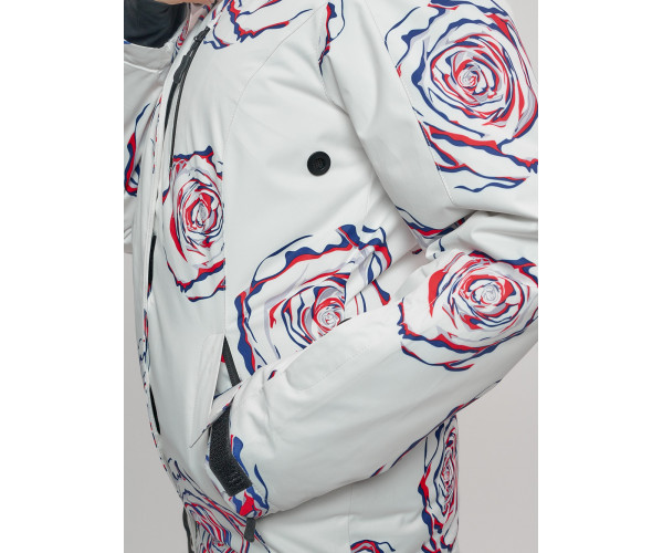 Горнолыжный костюм женский белого цвета 7080Bl