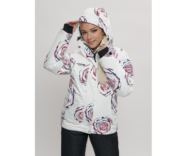 Горнолыжный костюм женский белого цвета 7080Bl