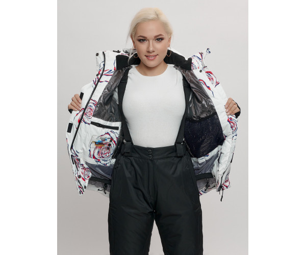 Горнолыжный костюм женский белого цвета 7080Bl