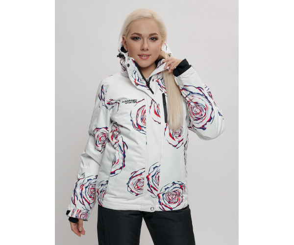 Горнолыжный костюм женский белого цвета 7080Bl