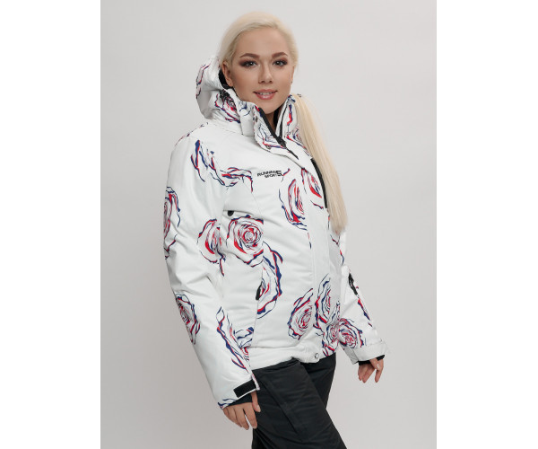 Горнолыжный костюм женский белого цвета 7080Bl