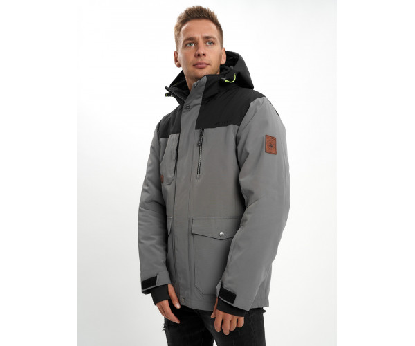 Молодежная зимняя куртка мужская серого цвета 2155Sr
