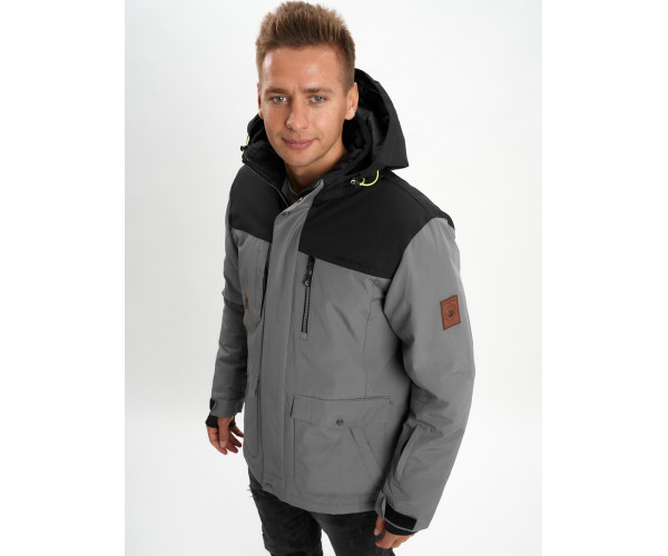 Молодежная зимняя куртка мужская серого цвета 2155Sr