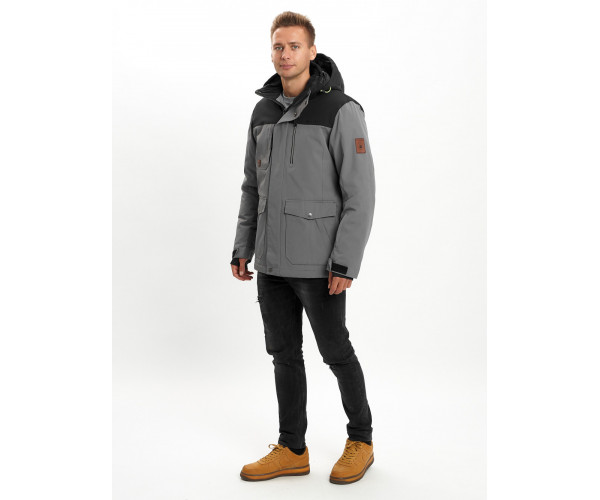 Молодежная зимняя куртка мужская серого цвета 2155Sr