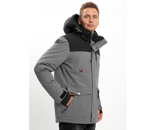 Молодежная зимняя куртка мужская серого цвета 2155Sr