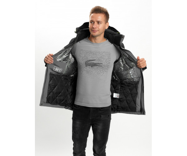 Молодежная зимняя куртка мужская серого цвета 2155Sr