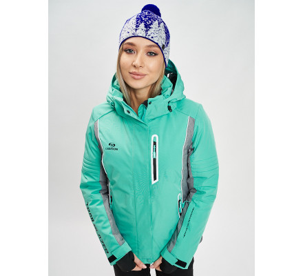 Горнолыжная куртка женская бирюзового цвета 77034Br