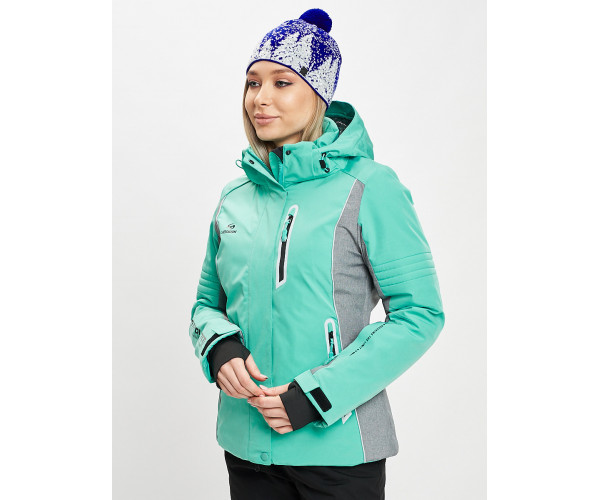 Горнолыжная куртка женская бирюзового цвета 77034Br