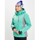 Горнолыжная куртка женская бирюзового цвета 77034Br