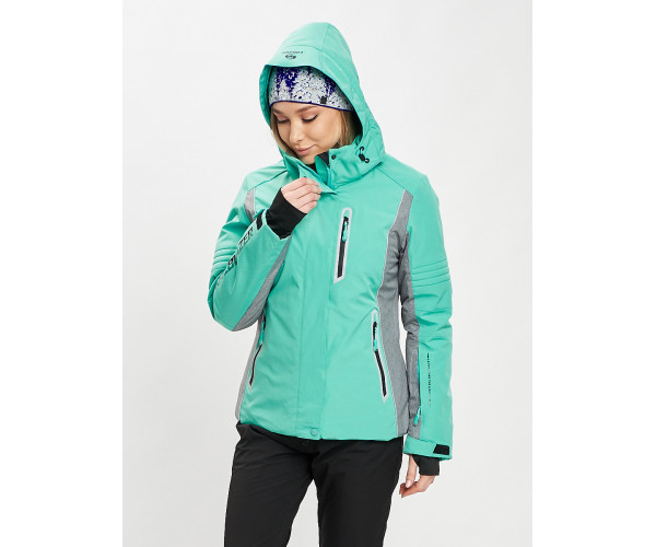 Горнолыжная куртка женская бирюзового цвета 77034Br