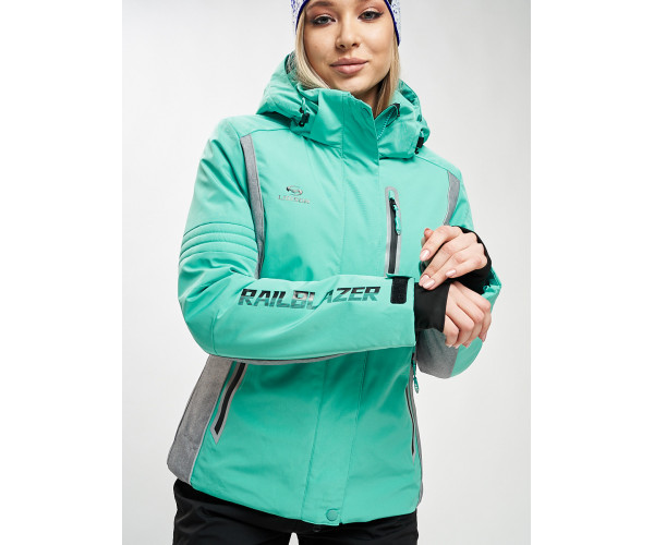 Горнолыжная куртка женская бирюзового цвета 77034Br