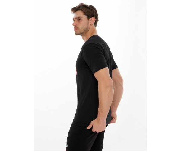 Мужские футболки с принтом черного цвета 221414Ch