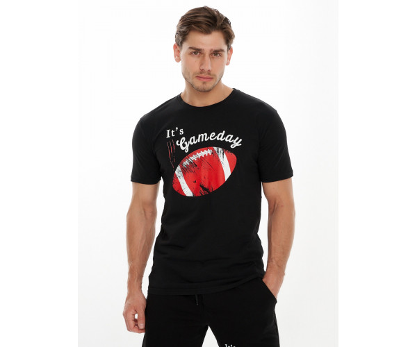 Мужские футболки с принтом черного цвета 221414Ch
