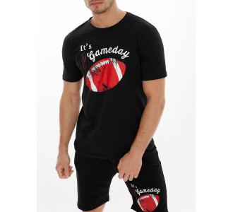 Мужские футболки с принтом черного цвета 221414Ch