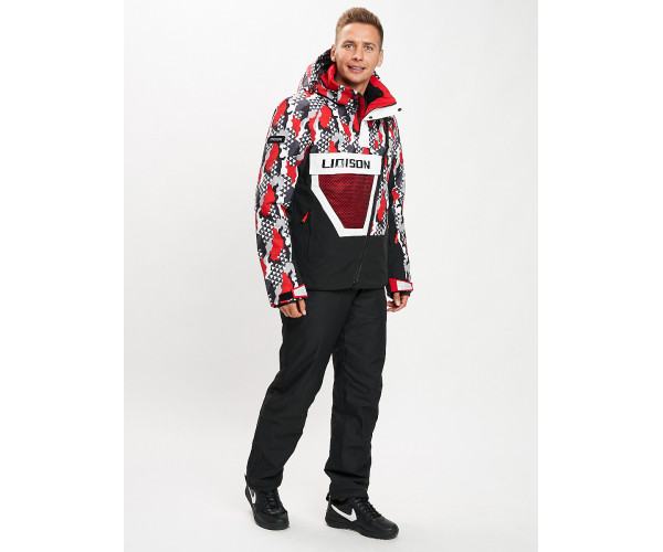 Горнолыжный костюм анорак мужской красного цвета 077027Kr