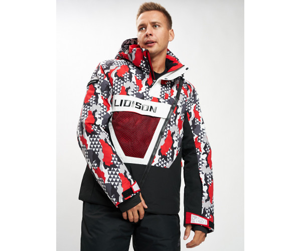 Горнолыжный костюм анорак мужской красного цвета 077027Kr