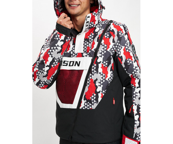 Горнолыжный костюм анорак мужской красного цвета 077027Kr