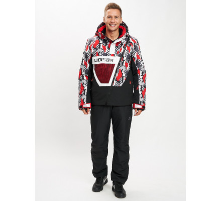 Горнолыжный костюм анорак мужской красного цвета 077027Kr