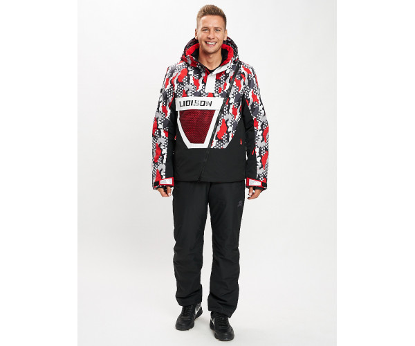 Горнолыжный костюм анорак мужской красного цвета 077027Kr