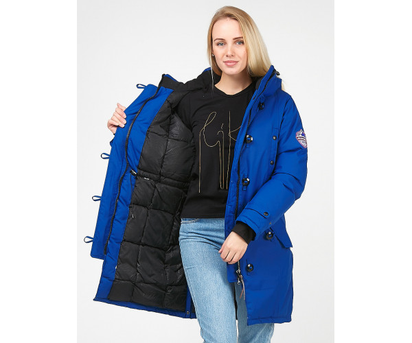 Женская зимняя парка синего цвета 1806S