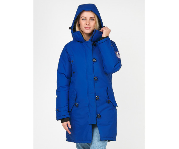 Женская зимняя парка синего цвета 1806S