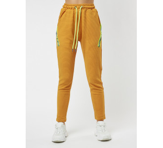 Брюки зауженные женские горчичного цвета 222066G