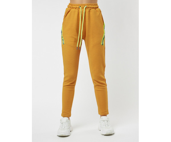 Брюки зауженные женские горчичного цвета 222066G