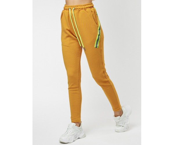 Брюки зауженные женские горчичного цвета 222066G
