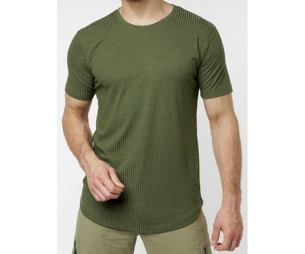 Мужская футболка однотонная хаки цвета 221487Kh