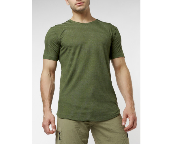 Мужская футболка однотонная хаки цвета 221487Kh