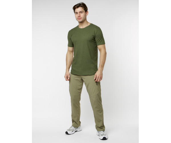 Мужская футболка однотонная хаки цвета 221487Kh