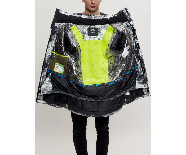 Зимняя куртка с мехом мужская светло-серого цвета 404SS