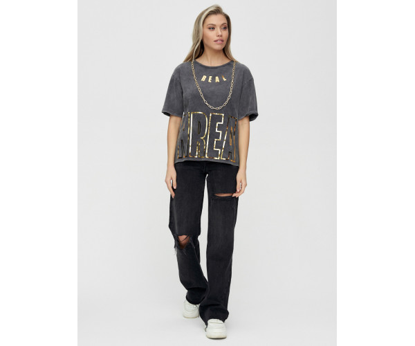 Женские футболки с надписями серого цвета 65015Sr