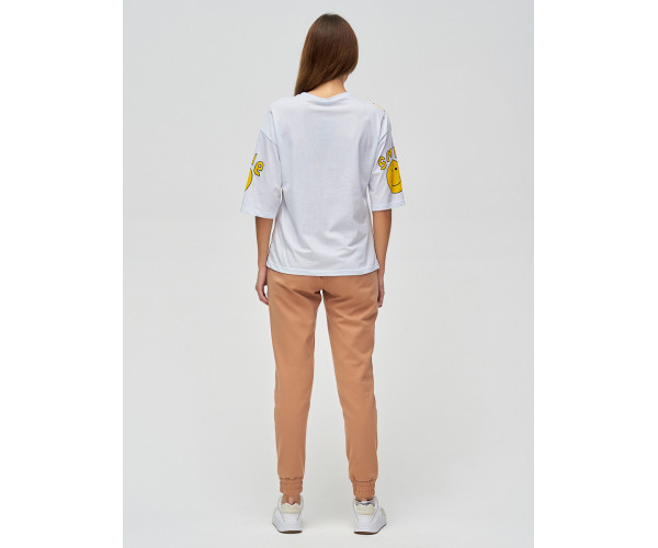 Женские футболки с надписями белого цвета 76028Bl