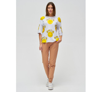 Женские футболки с надписями белого цвета 76028Bl