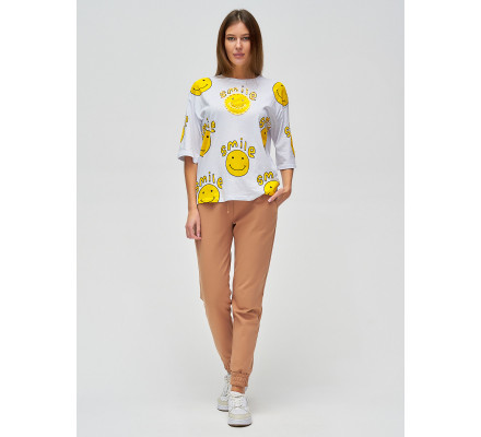 Женские футболки с надписями белого цвета 76028Bl